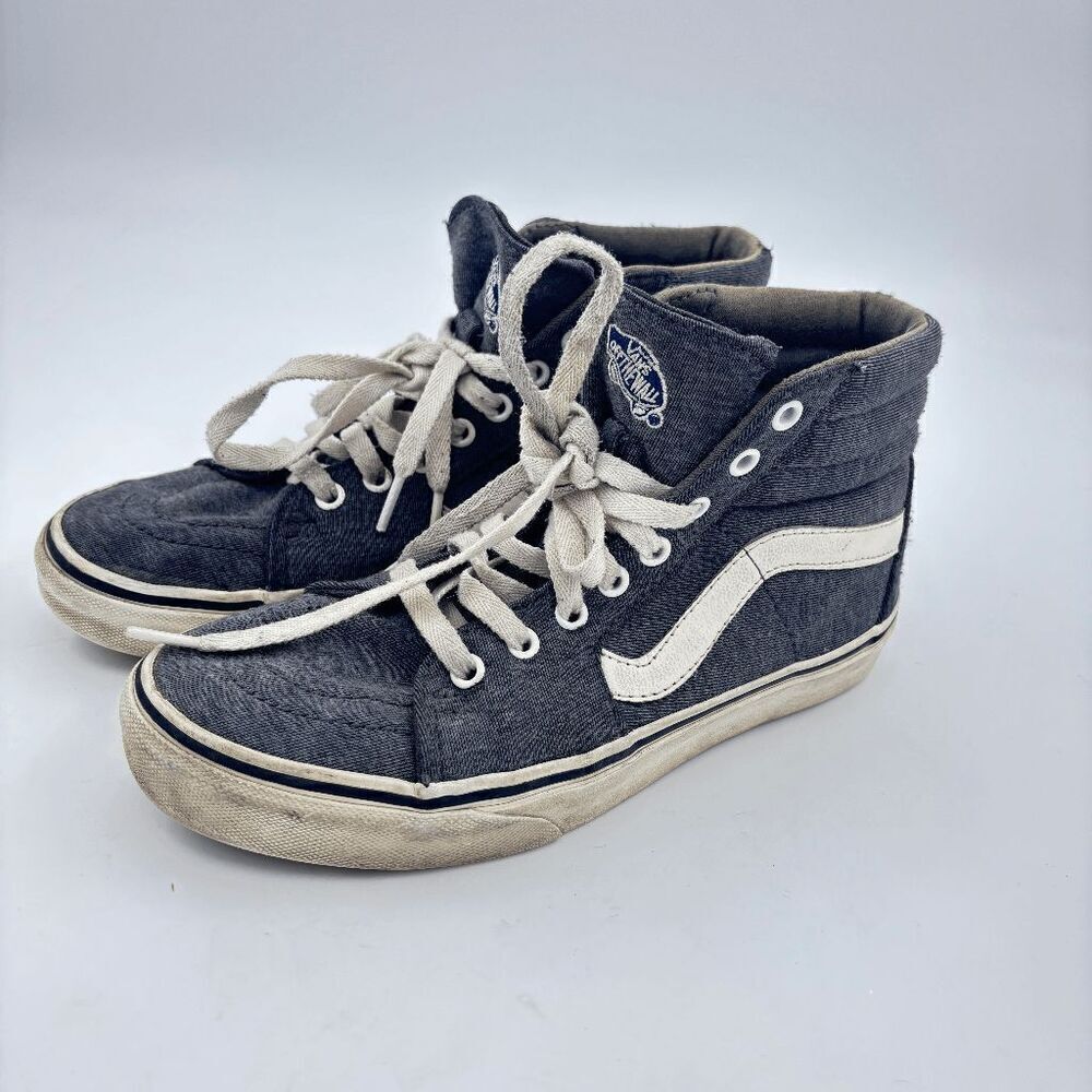 Vans Off the Wall Skater Hi Top Gray White Shoes‎ Sneakers Women's 7 Men's 8.5